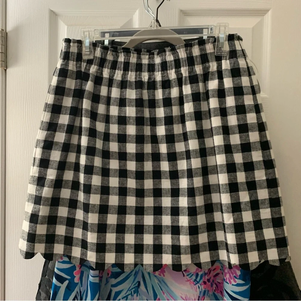 J.Crew checked scalloped hem sidewalk skirt sz 10